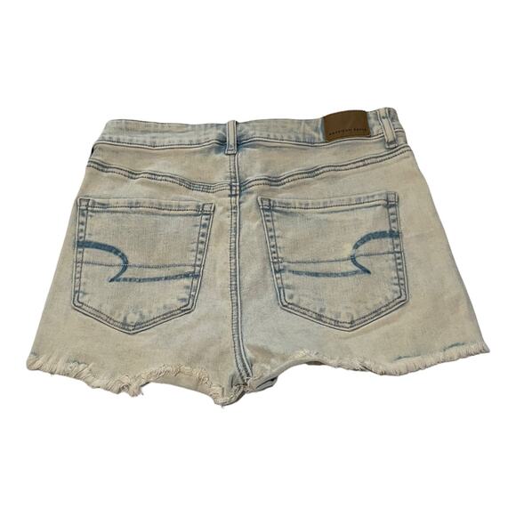 American Eagle Womens Denim Jean Shorts Size 6 Super Hi-Rise Shortie Raw Hem - Picture 2 of 7